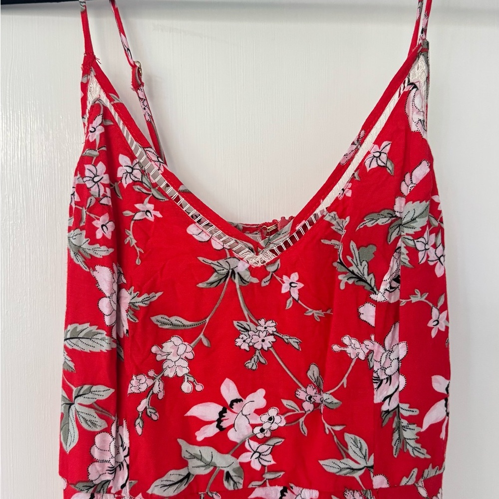 Floral Red Spaghetti-Strap Maxi Dress - Picture 6 of 7